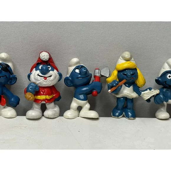 Vintage 1976 Schleich Smurfs PVC Figure Lot of 7 Gargamel Smurfette Papa Smurf P - Picture 3 of 8
